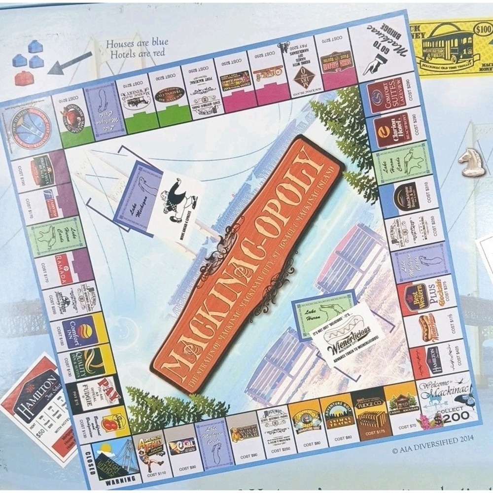 MACKINAC-OPOLY The Straits Of Mackinac Monopoly Board Game All Pieces Included - Picture 2 of 10